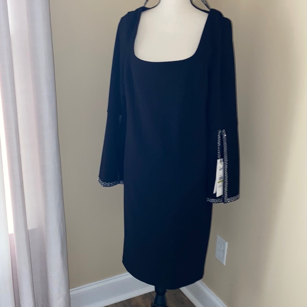 Calvin Klein split-sleeve w/Rhinestones dress-Sz 14